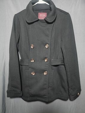 Miss Posh Black Peacoat Jacket Women’s Small Double Breasted Belted